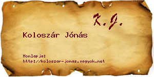 Koloszár Jónás névjegykártya